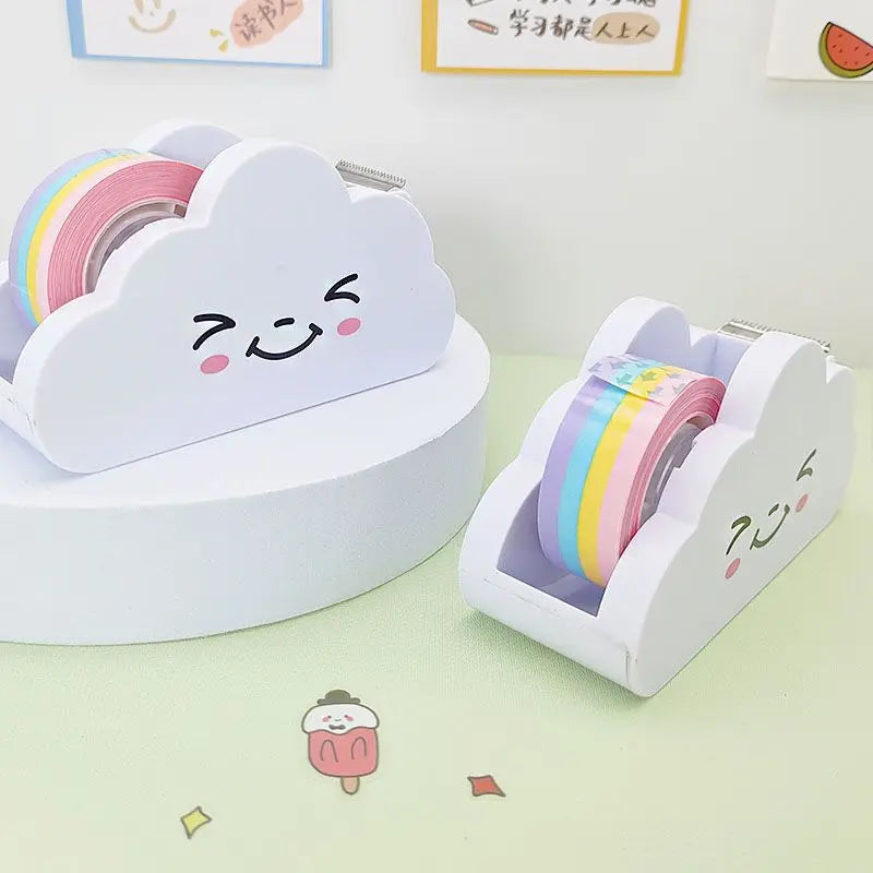 Cute Cloud Masking Tape Sticker Cutter Washi Tape Storage Organizer Cutter Office Tape Dispenser School Office Supply Stationary