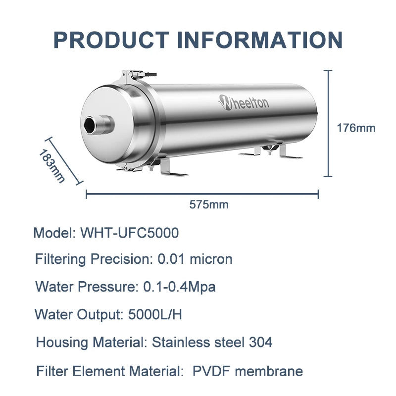 Wheelton 5000L/H Ultrafiltration 0.01μm Filter System Large Water Output For Bacterial Reduction Purifier Water