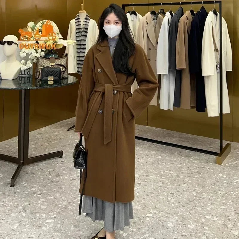 Women's Coat Double-sided 10% Cashmere 90% Wool Women's Long Coat Jacket, 2024 Winter New Long Cashmere Coat Women