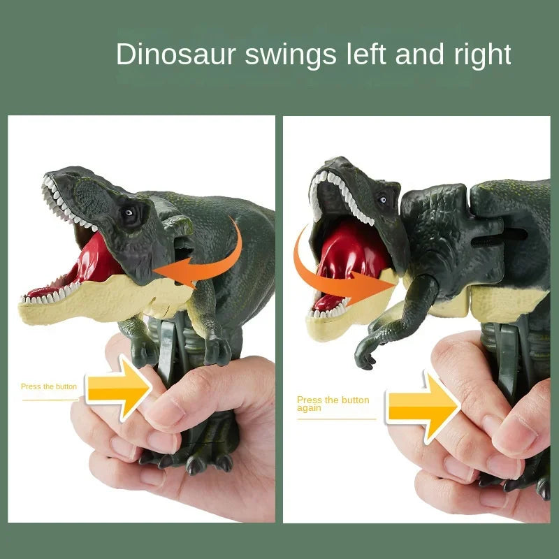 18cm Biting Green Red Tyrannosaurus Rex Dinosaur Hand Control Spring Swing Decompression Fingertip Kids Toy Birthday Boy Gift