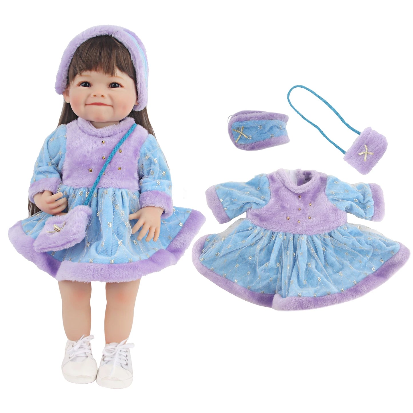 55CM 22 Inches Baby Reborn Girl Doll Full Body Soft Silicone Cute Newborn Dolls With Shoes,Clothes Girl's Best Gift Festival Toy