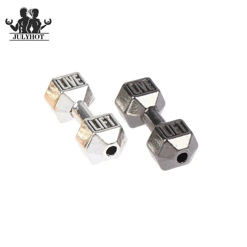 2Pcs 1/12 Dollhouse Miniature Barbell Dumbbells Fitness Weights Gym Model Toys Mini Dumbbells Weights Lifting Equipment