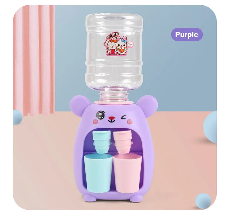 Mini Children Water Dispenser Toy Cute Cartoon Water Juice Milk Drinking Fountain Pretend Play Kitchen Toys for Boys Girls Gift