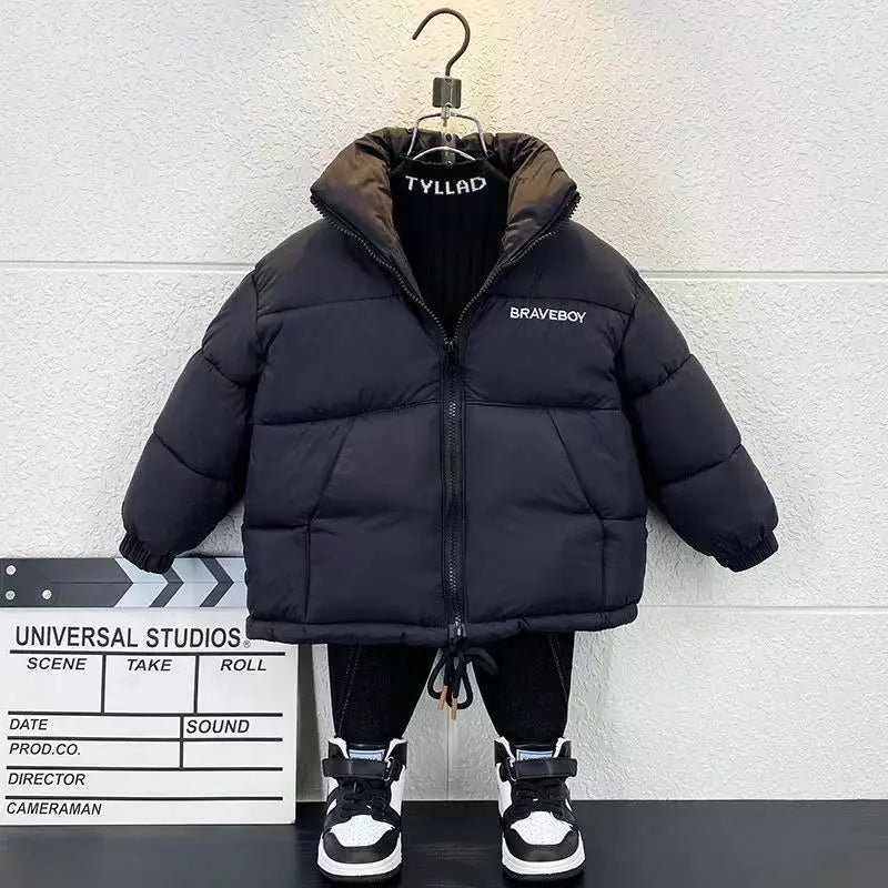 Boys Winter Cotton Clothes 2023 Latest Children's Fashionable Trend Winter Korean Edition Boys Free Wash Thickened Coat Trend