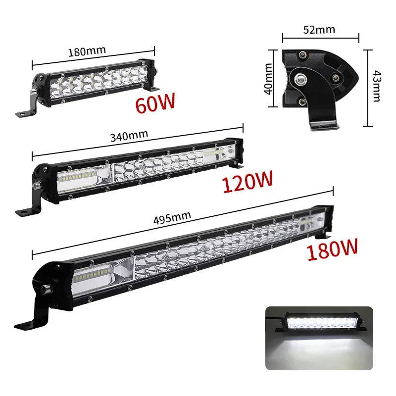 Ultra-thin Double-row LED Strip Spotlight Car LED Modification Light Mixed Off-road Vehicle Light