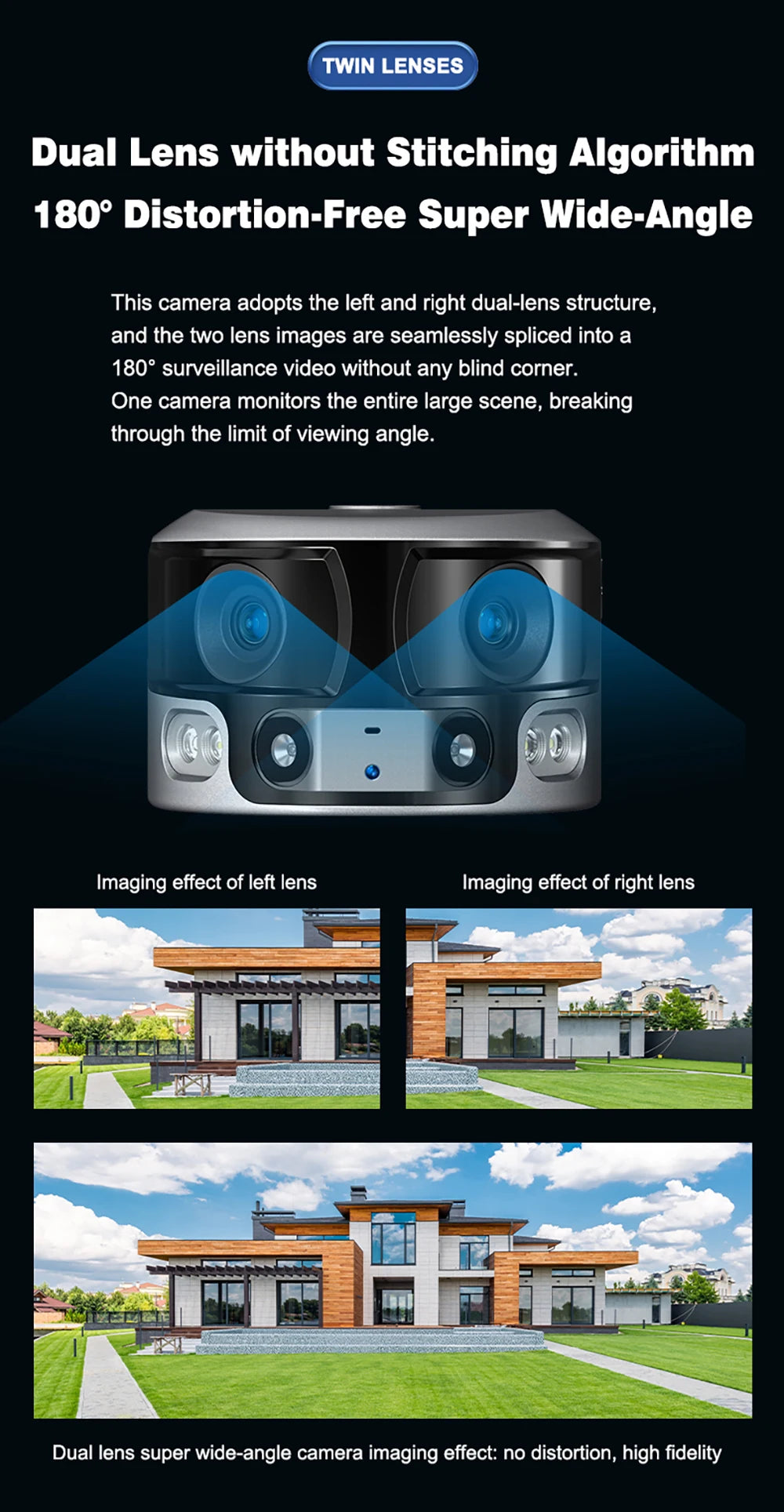 ZAOMIYOS 4G Sim Card/WIFI 180° Ultra Wide View Angle Solar Camera Outdoor 8MP Dual Lens 4X Zoom Human Detection Security Camera