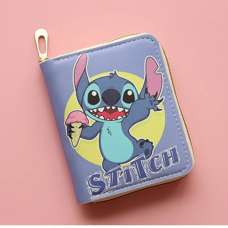 Disney Stitch Wallet Anime Movie Lilo & Stitch Short Zipper Wallet ID Card Bank Card Holder Kids Bag Coin Purse Birthday Gifts