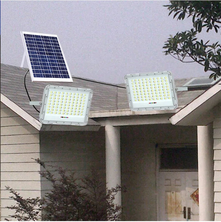 2 head Solar Light Outdoor Led Floodlight Garden Lights Solar Panel IP67 Waterproof Super Bright Remote Control Wall Lamp