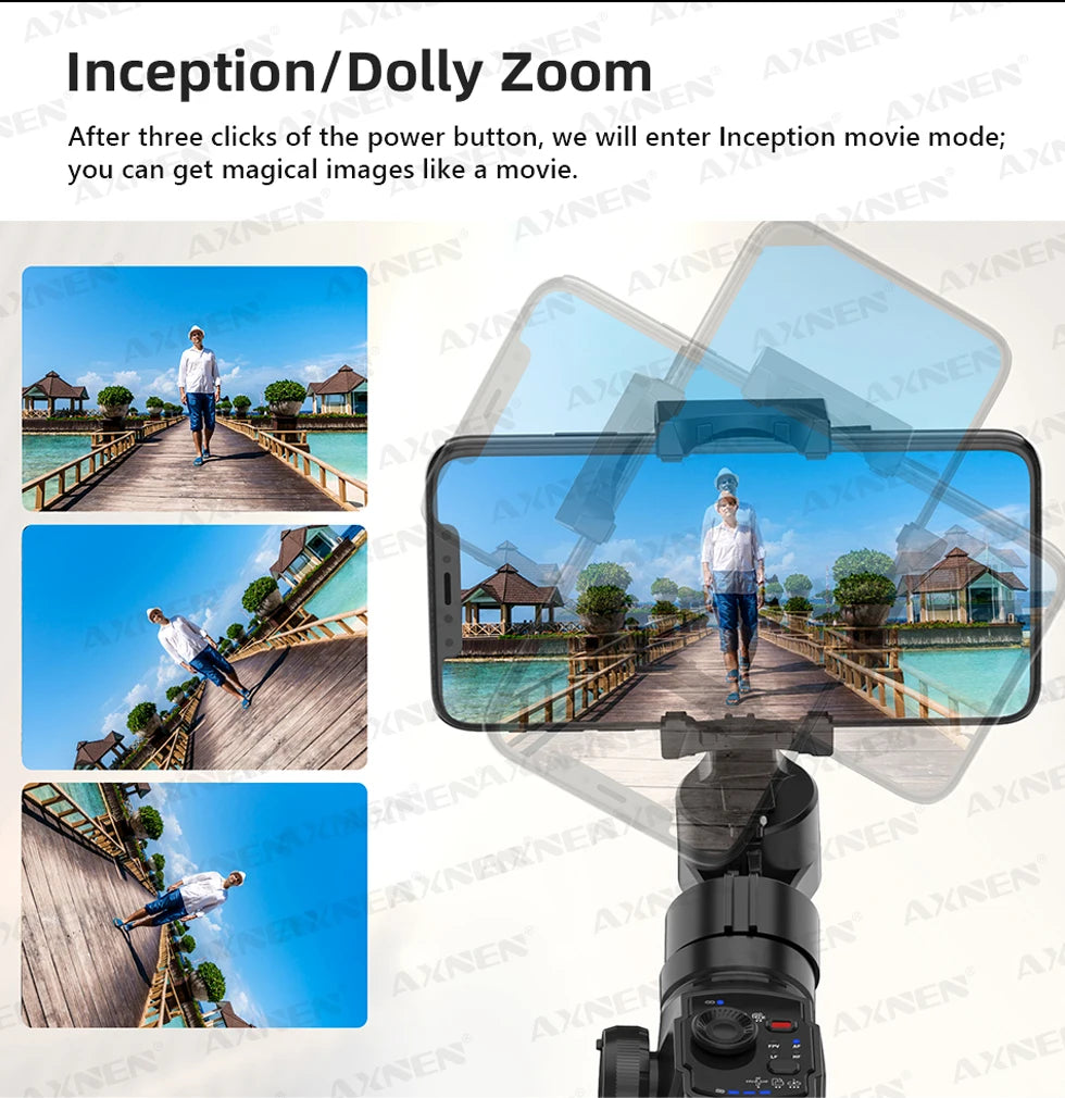 3-Axis Gimbal Stabilizer for Smartphone, Built-In Extension Rod,Portable and Foldable, for iPhone Android Phone Vlog Live Video