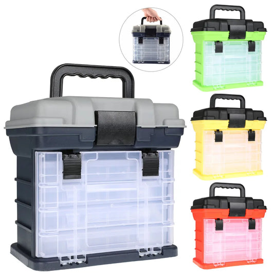 1PC 4 Layers Fishing Tackle Box Portable Handheld Large Capacity High-strength Lure Tool Box With Handle