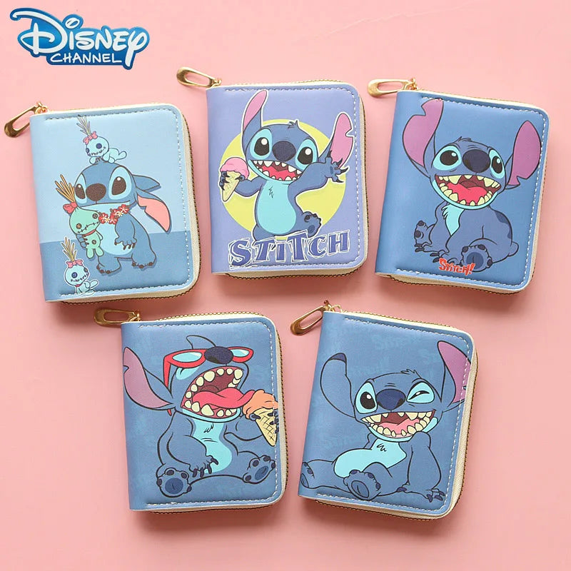 Disney Stitch Wallet Anime Movie Lilo & Stitch Short Zipper Wallet ID Card Bank Card Holder Kids Bag Coin Purse Birthday Gifts