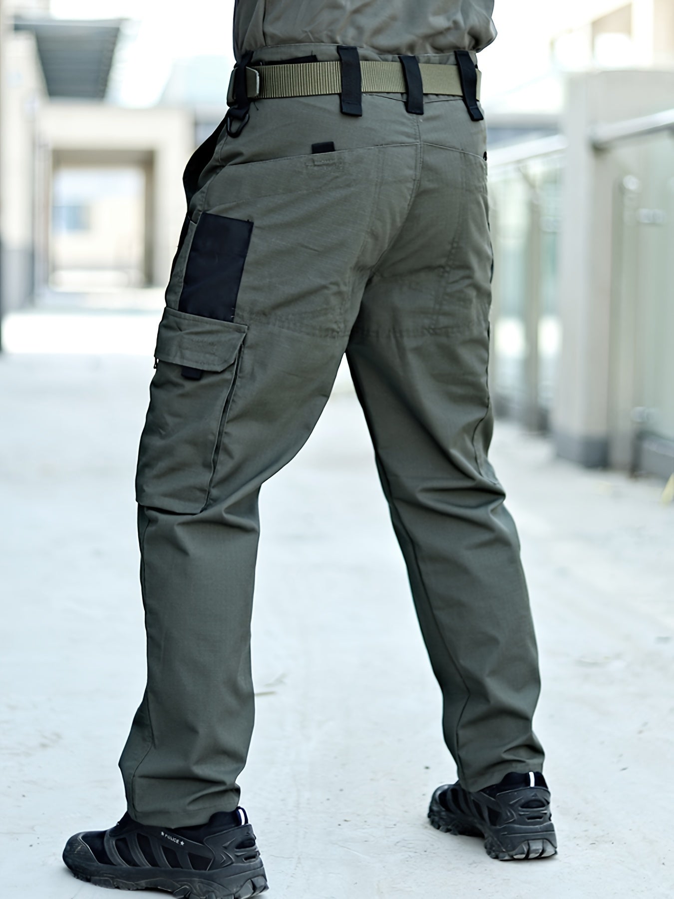 Men'S Durable Multi-Pocket Tactical Cargo Pants 046, Polyester, Casual Style, Non-Stretch, Solid Color, No Belt, Spring/Autumn Season, Outdoor Hiking & Leisure Wear, Regular Fit, Adult Unisex, Woven Fabric