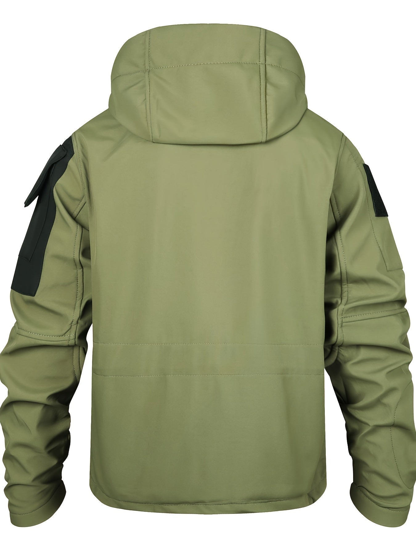 Men's Tactical Hooded Fleece Jacket - 100% Polyester Full-Zip Windproof Coat, Solid Color with Multiple Pockets - Breathable, Water & Stain Resistant for Outdoor Training, Hiking, Cycling, Daily Casual Wear, Camping, Hunting