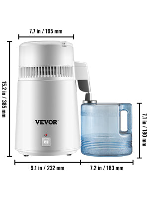 VEVOR 4L Water Distiller Purifier Filter Dispenser Heating Drinking Bottle Softener 304 Stainless Steel for Office Homes