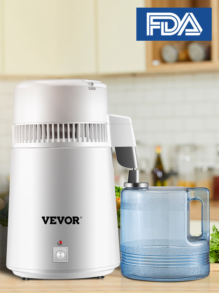 VEVOR 4L Water Distiller Purifier Filter Dispenser Heating Drinking Bottle Softener 304 Stainless Steel for Office Homes